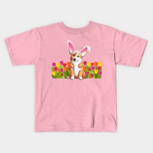 Pretty Corgi Easter Bunny Ears Kids T-Shirt